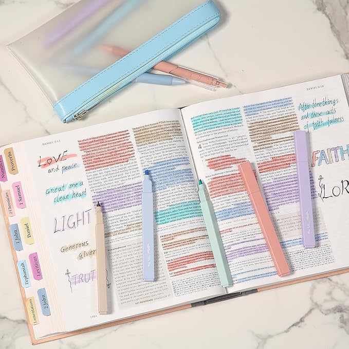 Mr. Pen- Aesthetic Highlighters and Gel Pens, 10 Pack, Pastel Colors Bible Highlighters No Bleed, Black Ink Gel Pens, Fast Dry and No Smear for Bible Journaling, Planner, School Supplies