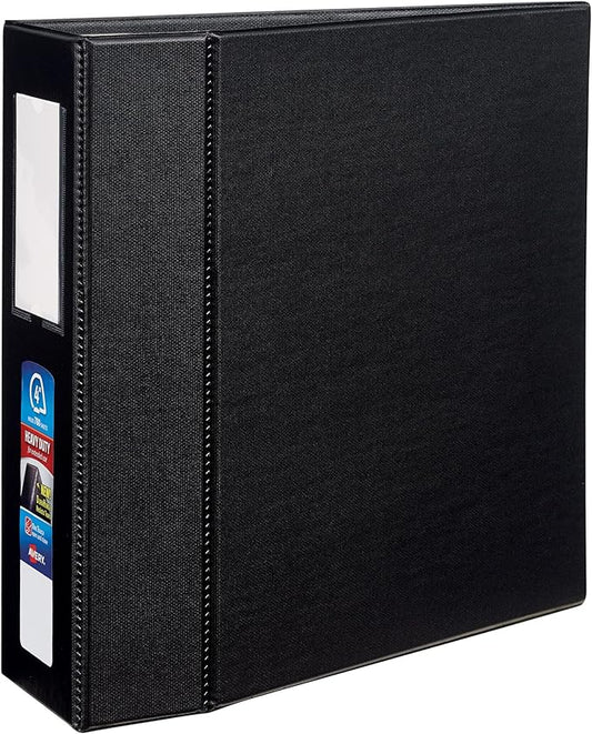 Avery Heavy-Duty 3 Ring Binder with Label Holder, 4 Inch One Touch EZD Rings, 4.5 Inch Spine, 1 Black Binder (79994)