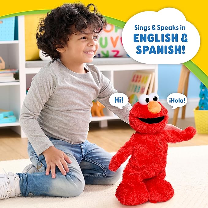 Sesame Street Hokey Pokey Elmo 14” Interactive Plush Toy, Sings, Dances & Plays Music, Bilingual Stuffed Animal for Pretend Play, Soft & Huggable, for Girls and Boys, Ages 18 Months+ by Just Play