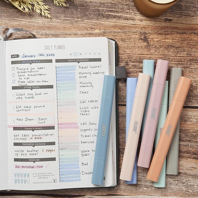 BLIEVE Aesthetic Cute Highlighters No Bleed Through, Dual Tip Chisel & Fine Point, Pastel Colors For Bible & Journaling