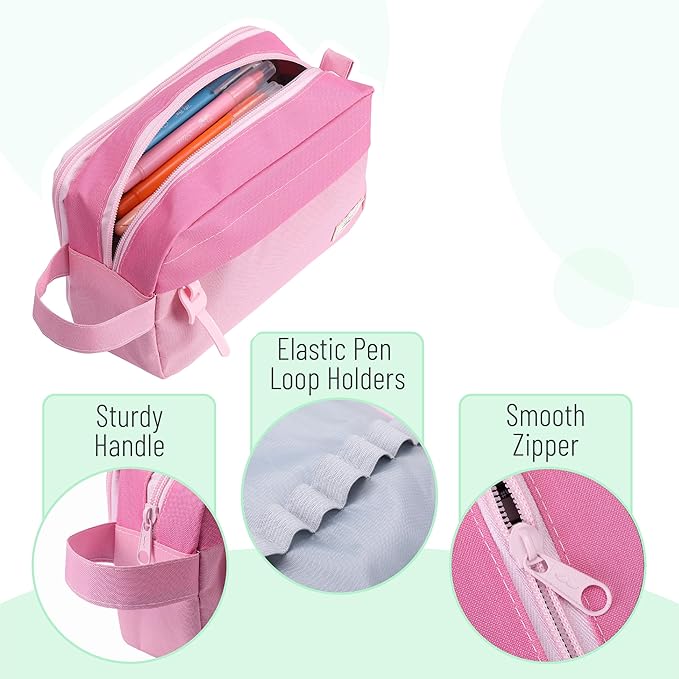 Mr. Pen Large Capacity Pencil Pouches and Bags - Mint Green School