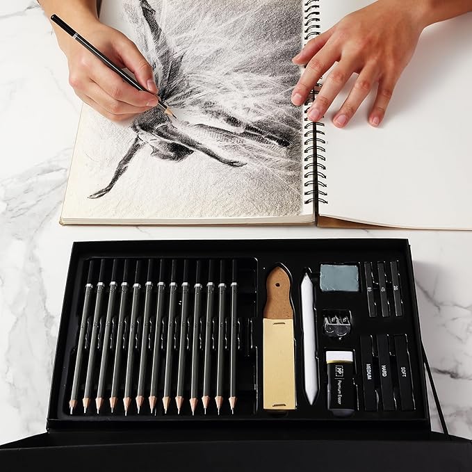 Mr. Pen- Drawing Sketching Pencil Set, 25 pcs, Graphite Pencils (10B-6H), Graphite Sticks, Erasers, Sharpener, Blending Stump & Sandpaper Pad for Drawing, Shading & Art Projects