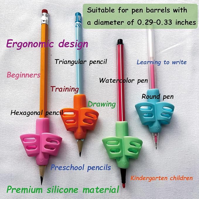 Pencil Grips for Kids - Toddler Writing Practice Tools, Handwriting Aid with Posture Correction for Beginners 3-7 Years, Autism Classroom & Preschool Must Haves, Daycare & Homeschool Essentials