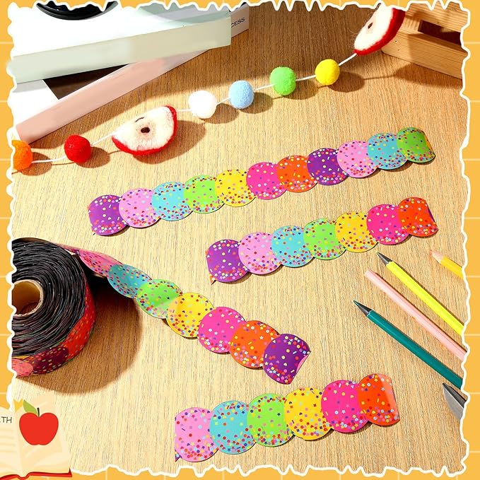 Fuyoooo 49 ft Colorful Confetti Magnetic Borders for Classroom Bulletin Board Borders Magnetic Whiteboard Classroom Strips Reusable Rolled Wall Trim for School Teacher Offices Chalkboard