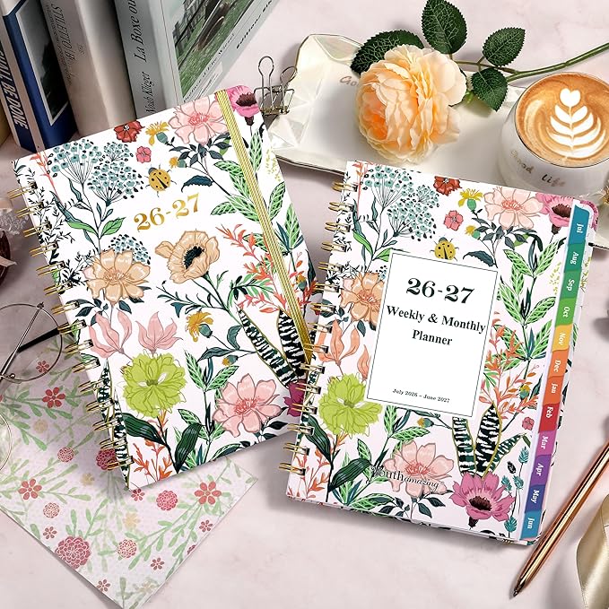 Planner 2026-2027 - Weekly & Monthly Planner, Jul 2026-Jun 2027, Academic Planner 26-27, 6.4"×8.5", Tabs, Thick Paper, Twin-Wire Binding, Back Pocket, Inspirational Quotes for Office Home School