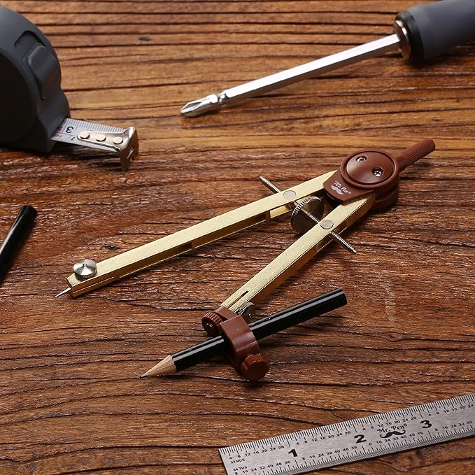 Mr. Pen- Metal Geometry Compass, Center-Wheel Design, Precision Drafting Compass with Pencil for School & Technical Drawing, Draws Circles up to 11 Inches Diameter