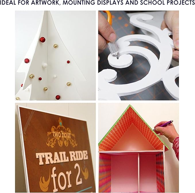 Foam Board 12 x 16 x 3/16" - Premium 12 Pack - White Poster Board, Acid Free, Double Sided, Rigid, Sign Board Foamboard for Mounting, Crafts, Paintings Prints, Art, Display, Presentation and Projects