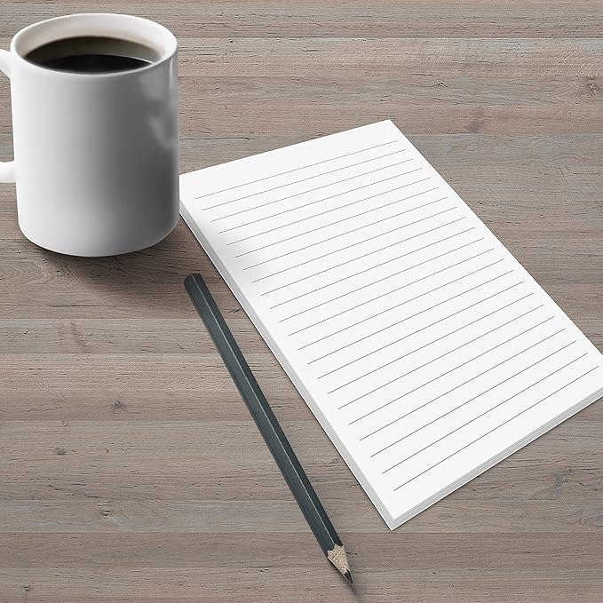 321Done Lined Notepad & Memo Pad, Wide-ruled Writing Pads - 50 Tear-Off Sheets, 5.5x8.5 Notepads, Note Pads, Note Paper, Scratch Pad, Plain White 70 lb Paper, Chipboard Backing, Made in USA