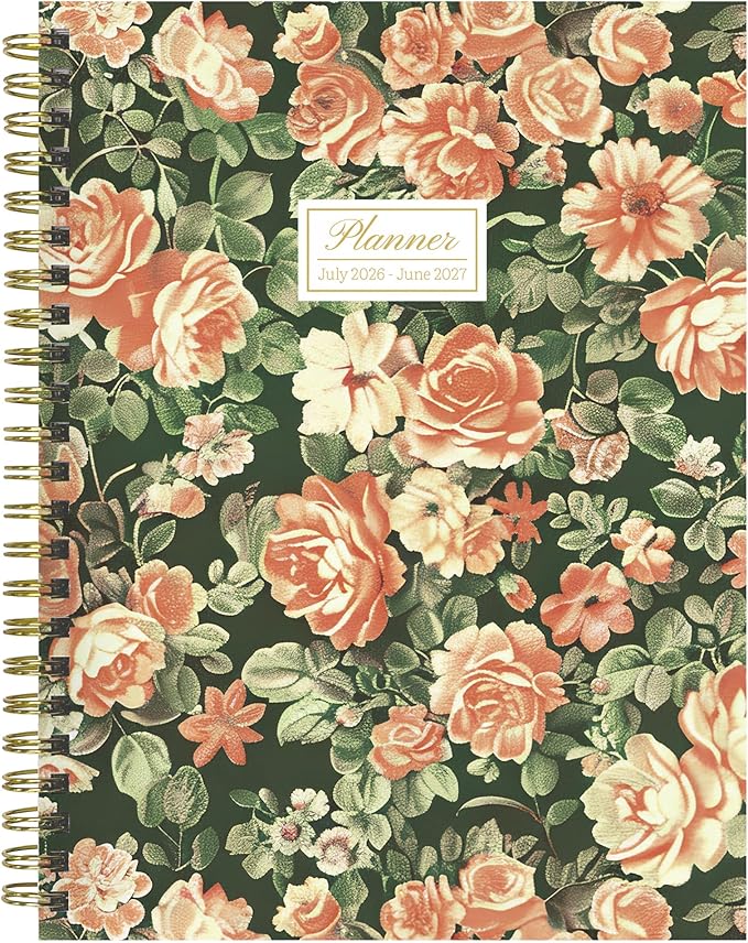 TF Publishing July 2026 - June 2027 The Rose Garden Medium Weekly Monthly Planner - 12 Month Academic Planner 2026-2027 with Durable Cover, Thick Uncoated Paper, and Planning Stickers - 6.5 x 8 in