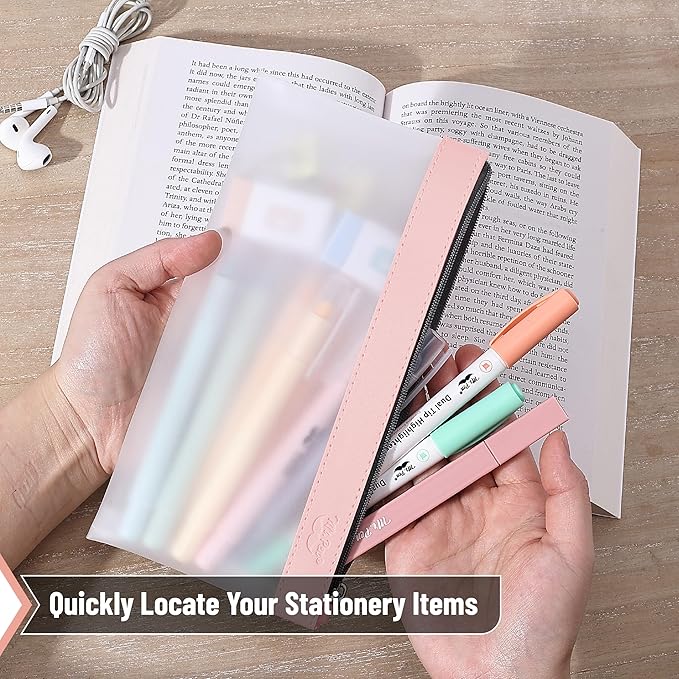 Mr. Pen- Clear Pencil Pouch, 8.50"x4.25", 3 Pack, Durable TPU Material, Medium Water-Resistant Pencil Bags with Smooth Zipper, Multipurpose Clear Pouch for Stationery, School, Office, Travel Supplies