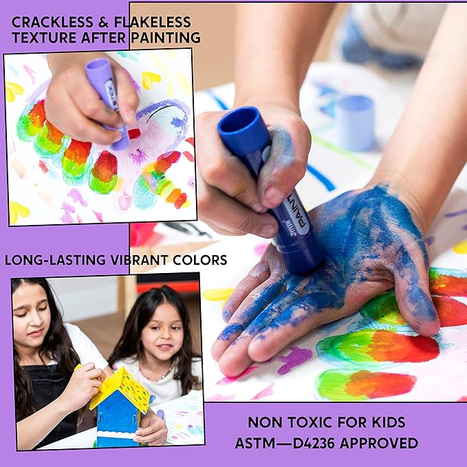 JOYIN 36 Colors Washable Tempera Paint Sticks, Art Supplies, Paint for Kids, Quick Drying and No Mess Arts Project, Gifts for Kids and Artists Birthday Valentine Easter Gifts for Boys Girls