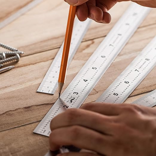 Mr. Pen- Machinist Ruler, 4 Pack, (6, 8, 12, 14 Inch), Stainless Steel Metric & Imperial, Precision Measuring Tool, 1/64", 1/32", 0.5 mm Graduation for Engineering, Carpentry, Drafting, Office, School