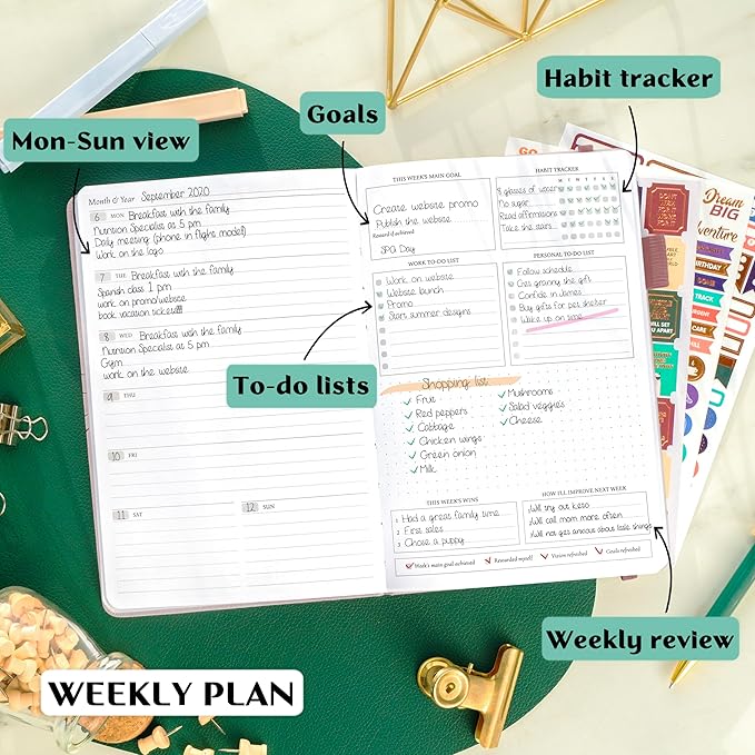 Legend Planner – Undated Weekly & Monthly Life Planner to Hit Your Goals & Live Happier, Organizer Notebook & Productivity Journal, A5 (Rose Gold, Gold)