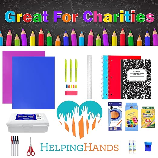 72 Piece Back to School Supplies Kit 180 Pack Bulk K-5 Kids School Supply Kit