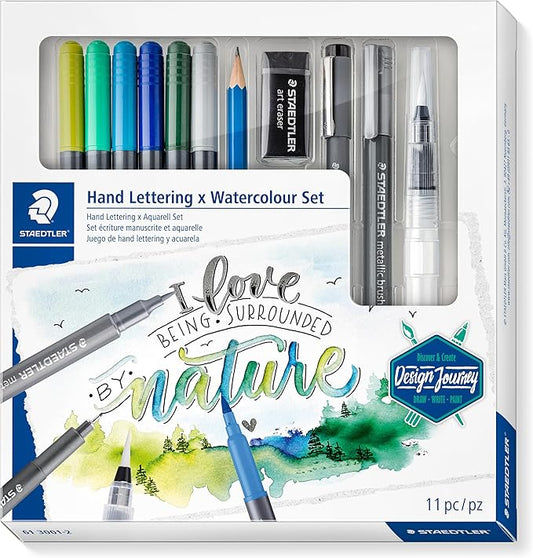 STAEDTLER 61 3001-2 Design Journey Hand Lettering and Watercolour Set - Mixed Set (Pack of 11 Pieces)