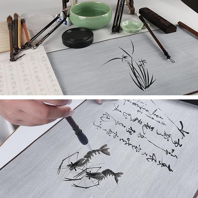 Magic Canvas Paint with Water,Reusable Calligraphy Cloth, Water Writing Cloth Scroll for Students Beginners Drawing Practice, No Ink or Paper Waste, Mess-Free Painting Activity(Blue)-