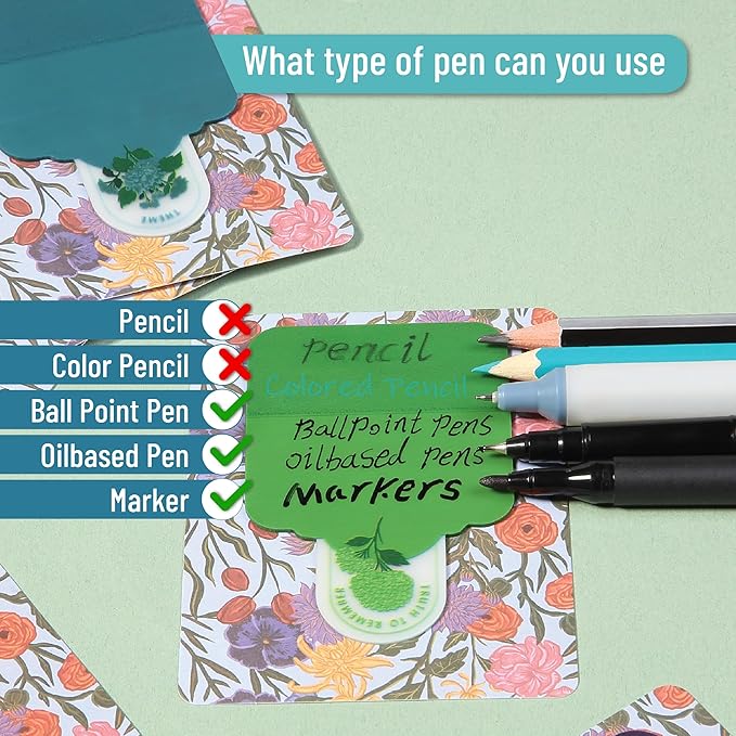 Mr. Pen- Plastic Transparent Bible Sticky Notes, 10 Pads, 200 Sheets, Botanical Design, Bible Journaling Supplies, Plastic Sticky Notes, Water Resistant, Easy Peel, Removable, Bible Study Essentials