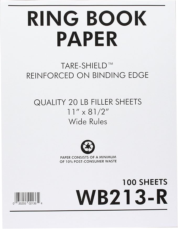 Sparco Mylar Reinforced Filler Paper - Letter, white
