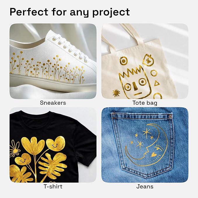 ARTISTRO 2 Gold Dual-Tip Fabric Markers - Fabric Decorating Kit - Permanent for Clothes - Acrylic Paint Pens for Sneakers, Bags, Shoes, Textile, Canvas, Sewing, Craft, DIY - Brush and Fine Tip