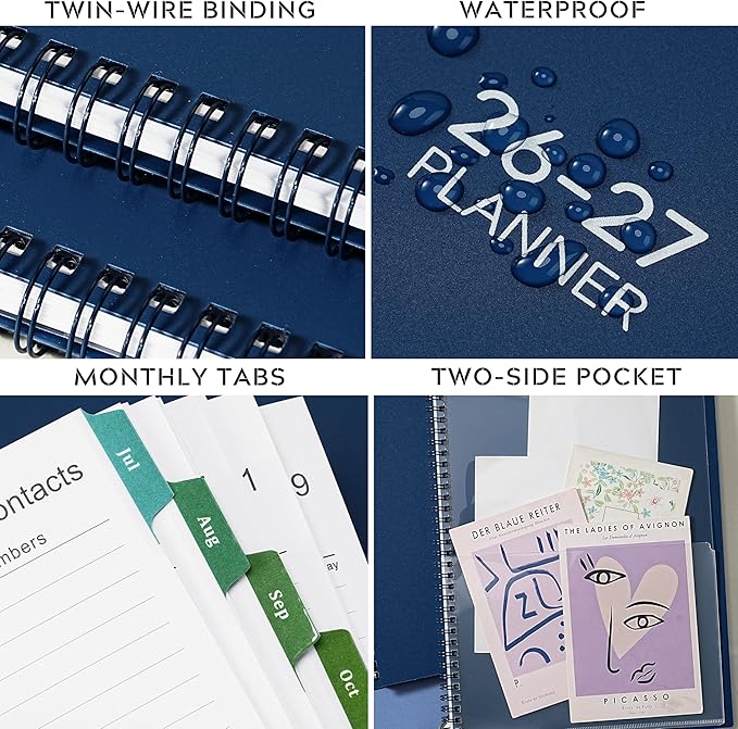 Planner 2026-2027, Academic Planner 2026-2027 - 2026-2027 Weekly and Monthly Planner, A4(9" x 11"), July 2026 - June 2027, Storage Pocket, Daily Agenda Book, College Organizer Notebook, Teacher Student Planning Book with Tabs, Blue