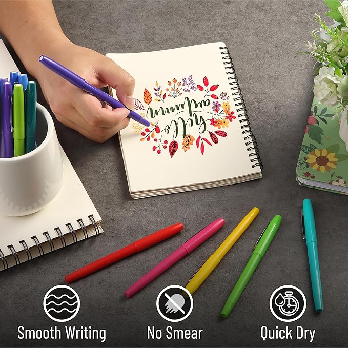 Mr. Pen- Felt Tip Pens, 30 Pack, 0.7 mm, Colorful Felt Tip Pens, Fast Dry, No Smear, Planner Markers for Underlining, Writing, Drawing, Journaling Supplies