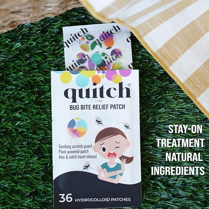 Quitch Mosquito Bite Itch Relief Bug Bite Patch, Camping Travel Essentials | After Bite Insect Bite Treatment, Anti Itch Cream Alternative, Insect Bite Relief, Cruise, Travel and Camping Essential