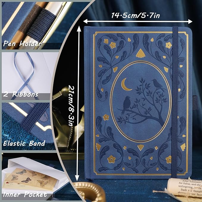 TIEFOSSI Dot Notebooks, A5 Hardcover Dot Journals for Writing Women, 160gsm Thick Paper, 190 Numbered Pages, for Planner Organization
