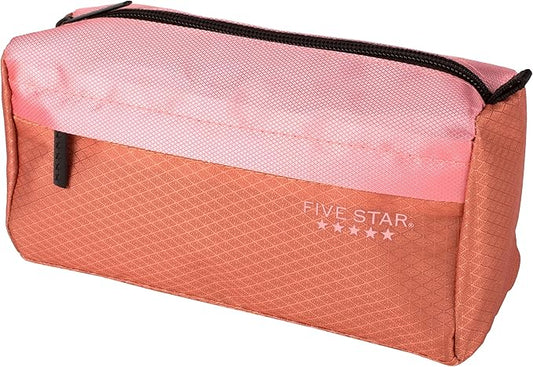 Five Star Pencil Pouch, Pen Case, 9-Pocket Zipper Pouch, Storage Organizer for School Supplies Earbuds Chargers Cables Makeup, Pink/Terracotta (500213F-ECM) (Pack of 12)