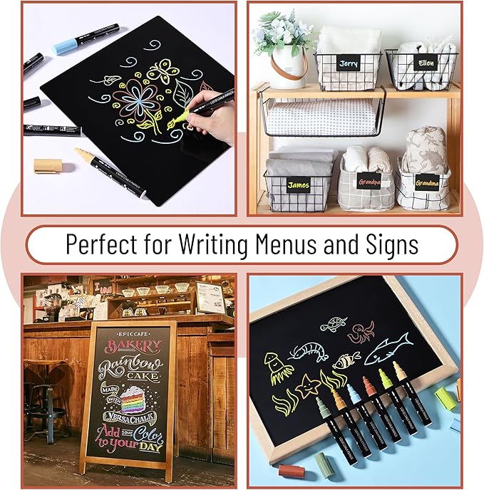 Mr. Pen- Chalk Markers, 6 Pack Assorted Colors, 8 Labels, Chalkboard & Glass Markers, Liquid Chalk Pens, Erasable