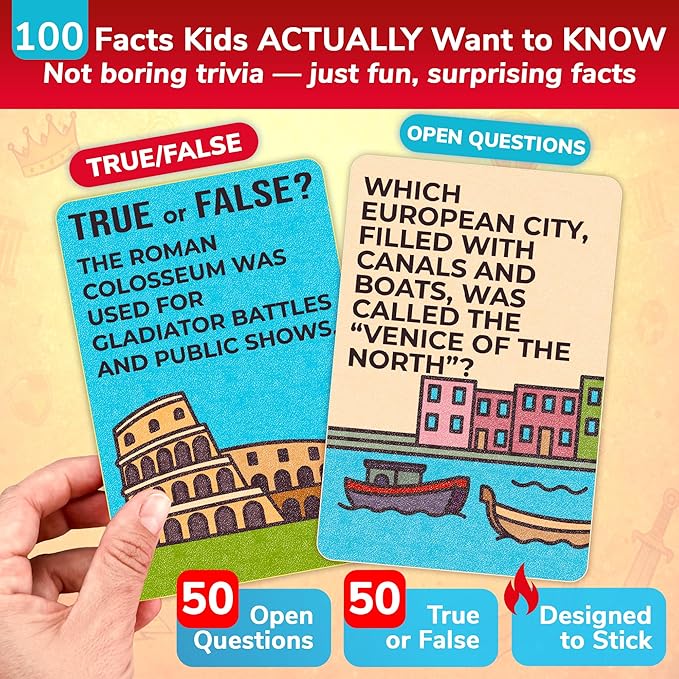 QUOKKA Trivia Games for Kids – History Facts & World History – Fun Card Game for Family Game Night – Educational Trivia Cards for Kids, Family and Adults – Travel Games Gift for Boys & Girls 4-8
