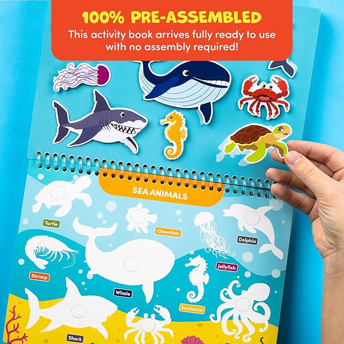 Preschool Activity Book for 3 4 5 Year-Old Kids – 100% Assembled & Ready-to-Use Busy Book for Toddlers 3-5 with 15 Montessori Activities – Educational Learning Toy for 3 Year-Old Girls & Boys