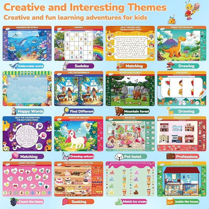 Search and Find Books for Kids 3-5, Reusable Preschool Learning Activities, Perfect Road Trip Essentials, Educational Toys, 28 PCS Busy Books for 3 4 5 6 Year Old Boys Girl Christmas Birthday Gifts