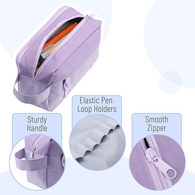 Mr. Pen Large Capacity Pencil Pouches and Bags - Mint Green School