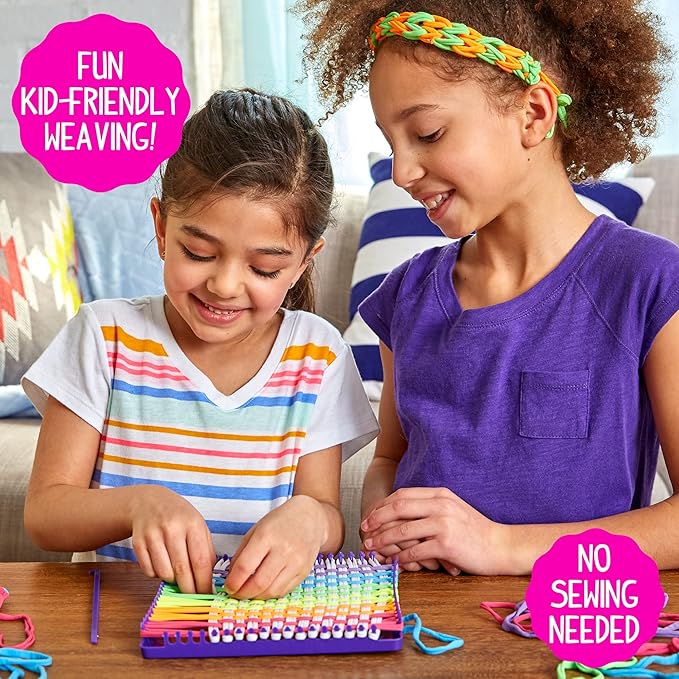 Made By Me Ultimate Weaving Loom, Includes 378 Craft Loops & 1 Weaving Loom with Tool, Makes 25 Projects, 9 Rainbow Colors of Weaving Loops, Hook & Loop Potholder Kit, DIY Weaving Kit