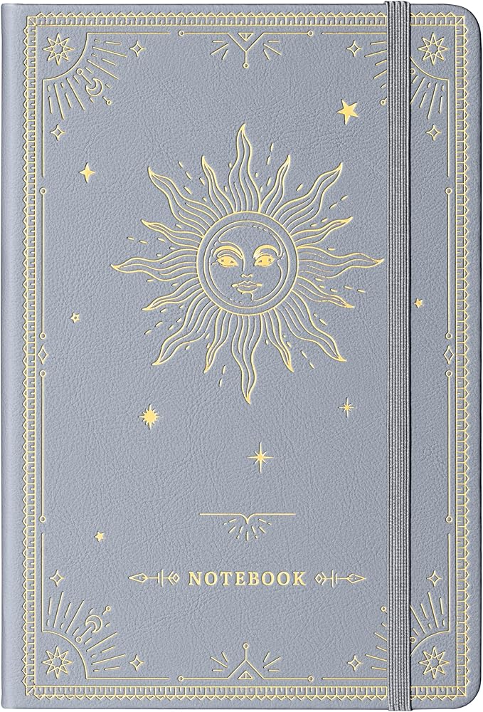 Artfan Ruled Notebook/Journal – Premium Thick Paper Classic Writing Notebook with Pocket + Page Dividers Gifts, Banded, Large, 128 Pages, Hard Cover, Lined (5.3" x 8.26") - Silver Grey