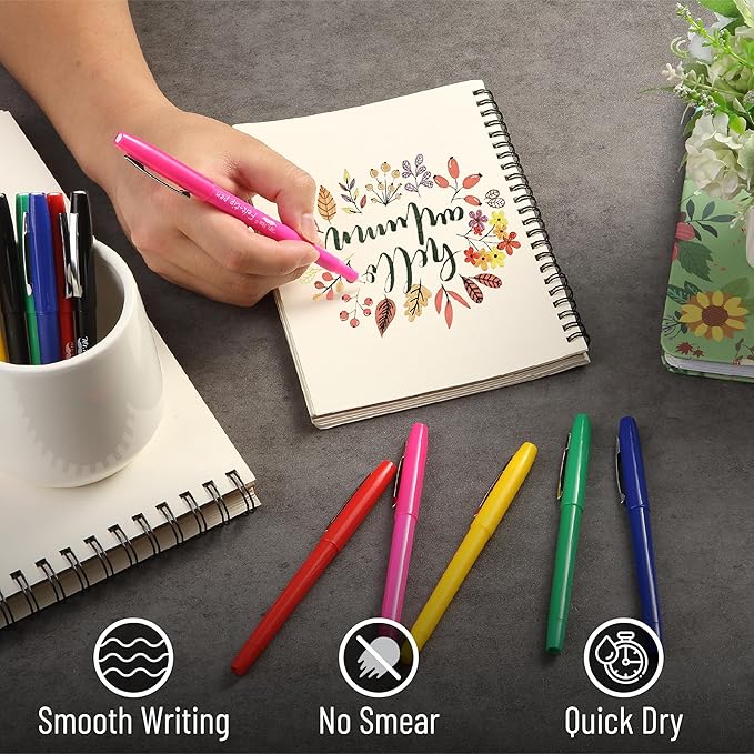 Mr. Pen- Felt Tip Pens, 12 Pack, 0.7 mm, Colorful Felt Tip Pens, Fast Dry, No Smear, Planner Markers for Underlining, Writing, Drawing, Journaling Supplies