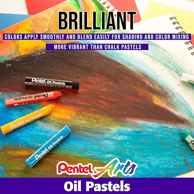 Pentel Arts Oil Pastel Set, 5/16 x 2-7/16 Inch, Assorted Colors, Set of 36