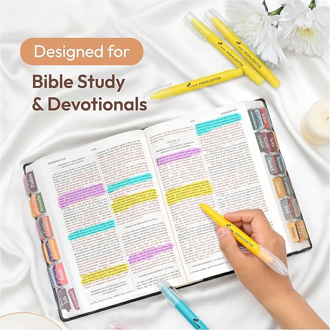 10 Pack Bible Safe Highlighters - Yellow Color, Wax Highlighters No Bleed, Bible Markers for Journaling, Study Accessories and School Supplies