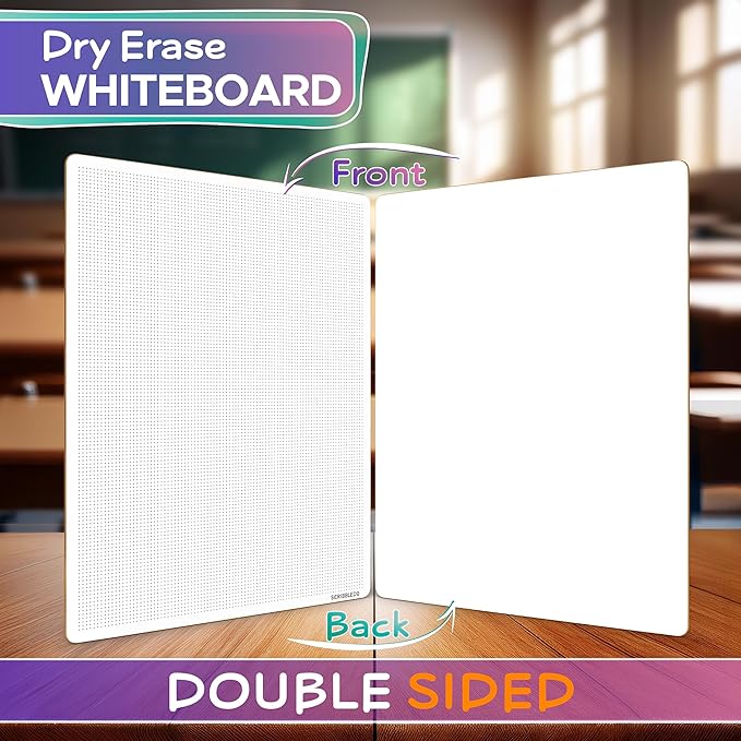 Scribbledo Dotted Dry Erase Board Graph Whiteboard 9" x 12" Bullet Dot Grid Paper for Home School Classroom Kids and Students Portable Dot Grid Board for Notes Drawing graphing and Calligraphy