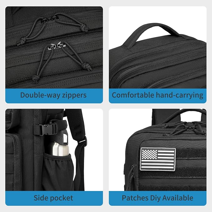 Wotony Military Tactical Backpack for Men Waterproof Daypack 3 Day Assault Pack Molle Bag with Water Bottle Holder