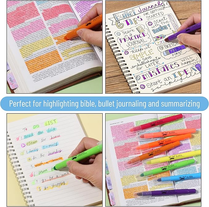 Mr. Pen- No Bleed Gel Highlighters, Vibrant Colors, 8 Pack, Bible Highlighters and Pens No Bleed, Bible Markers for Study, Journaling, School Supplies and Accessories