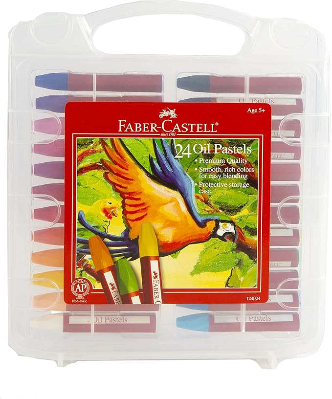 Faber-Castell Blendable Oil Pastels In Durable Storage Case- 24 Vibrant Colors - Non-Toxic Pastels for Kids, Easter Basket Stuffers for Kids