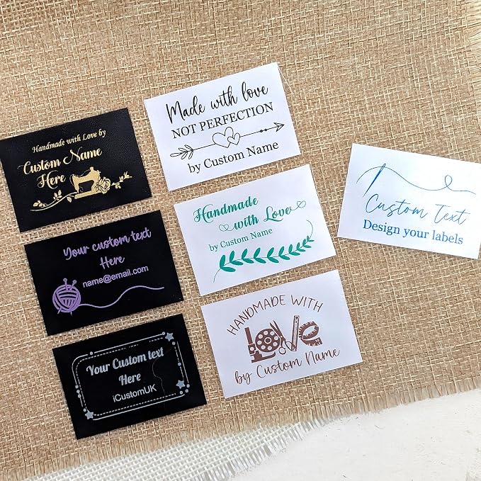 Personalized Sewing Labels, Iron on or sew on, Custom Iron on Labels for Handmade, Knitting, Quilting and Sewing Crafts, Name Tags for Clothes