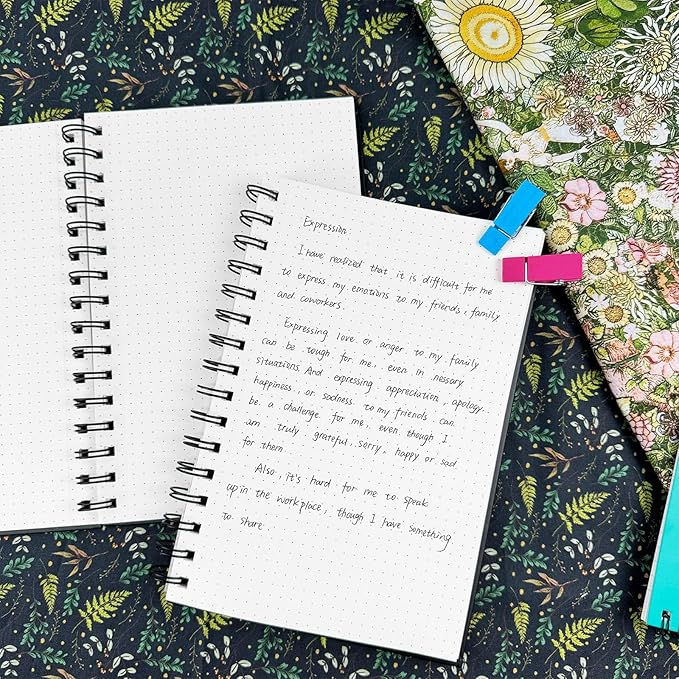A5 Dotted Journal Spiral Notebook 8.5" x 5.7"-4 Pack Dot Grid Notebook Hardcover Notebook 120 Pages 100 GSM Thick Dotted Paper Notebook Hardcover Journal for School, Office, Artist