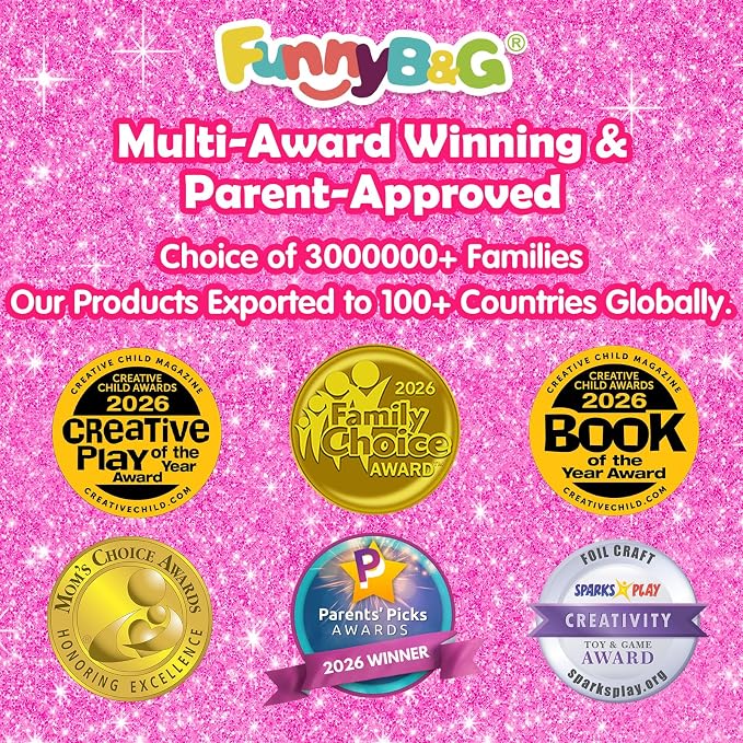FUNNYB&G Foil Art Craft Kit for Girls 4-10 Years Old: Mess-Free & No-Glue, Create 16 Sparkly Cute Pet Pictures – Perfect Travel Toy & Birthday Gift for Kids（Cute Pet）