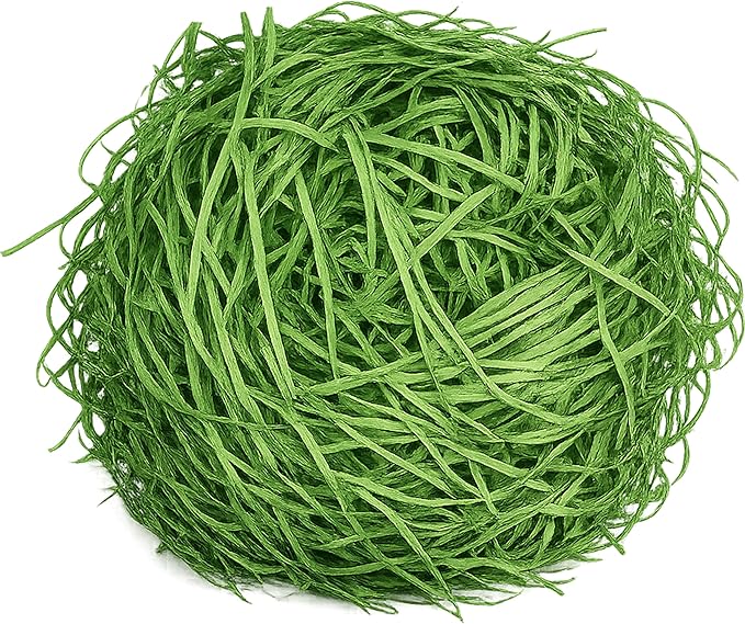 Crinkle Recyclable Paper Shred Filler for Basket Filling, Party Decoration & Gift Wrapping ? Green Basket Grass Stuffers, 17.6 oz (1.1 lb - 500 g) Total, 10 Pack (50 g Each)