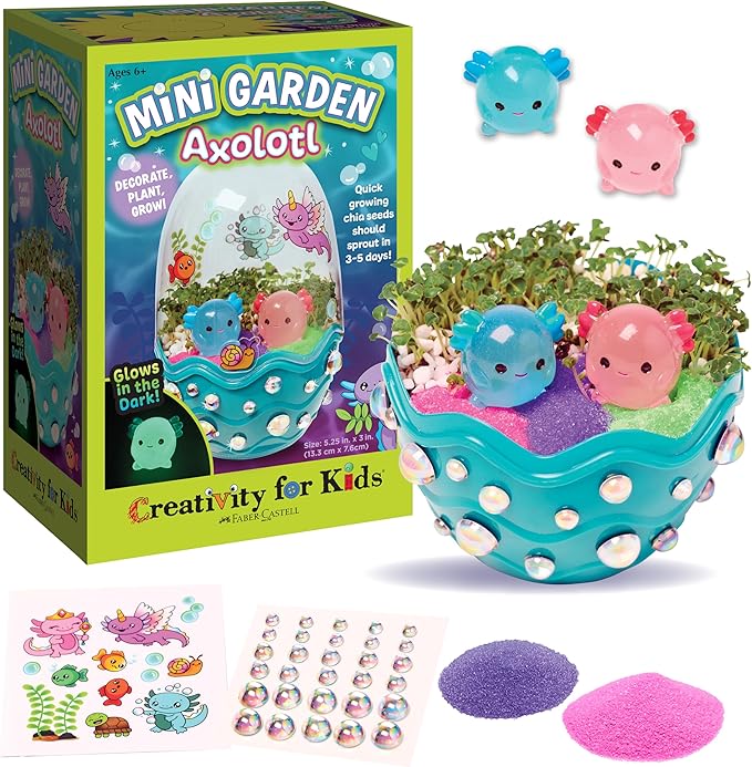 Creativity for Kids Mini Garden: Axolotl Terrarium - STEM Science Kit for Kids, Axolotl Arts and Crafts for Kids, Kids Gifts | Spring Gifts & DIY Girls Toys (Ages 6+)