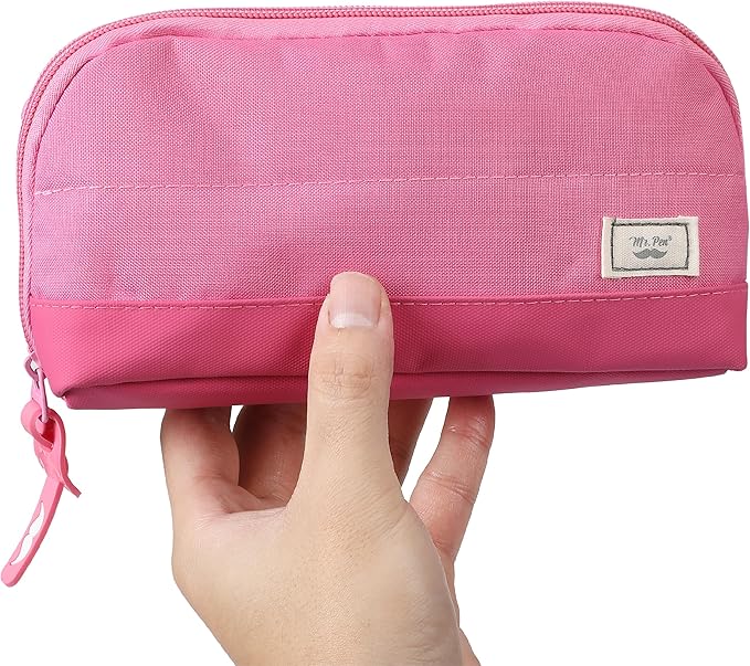 Mr. Pen- Fabric Pencil Case Pouch, Pink, Triangular Shape Pencil Pouch