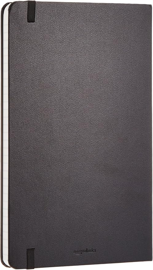 Amazon Basics Classic Grid Notebook for Writing and Note Taking, Hardcover, Graph Ruled, 240 Pages, 5" x 8.25", Black (Pack of 2)