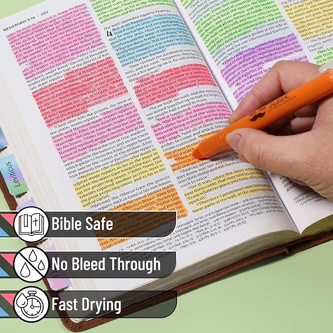 Mr. Pen- No Bleed Gel Highlighters, Vibrant Colors, 8 Pack, Bible Highlighters and Pens No Bleed, Bible Markers for Study, Journaling, School Supplies and Accessories